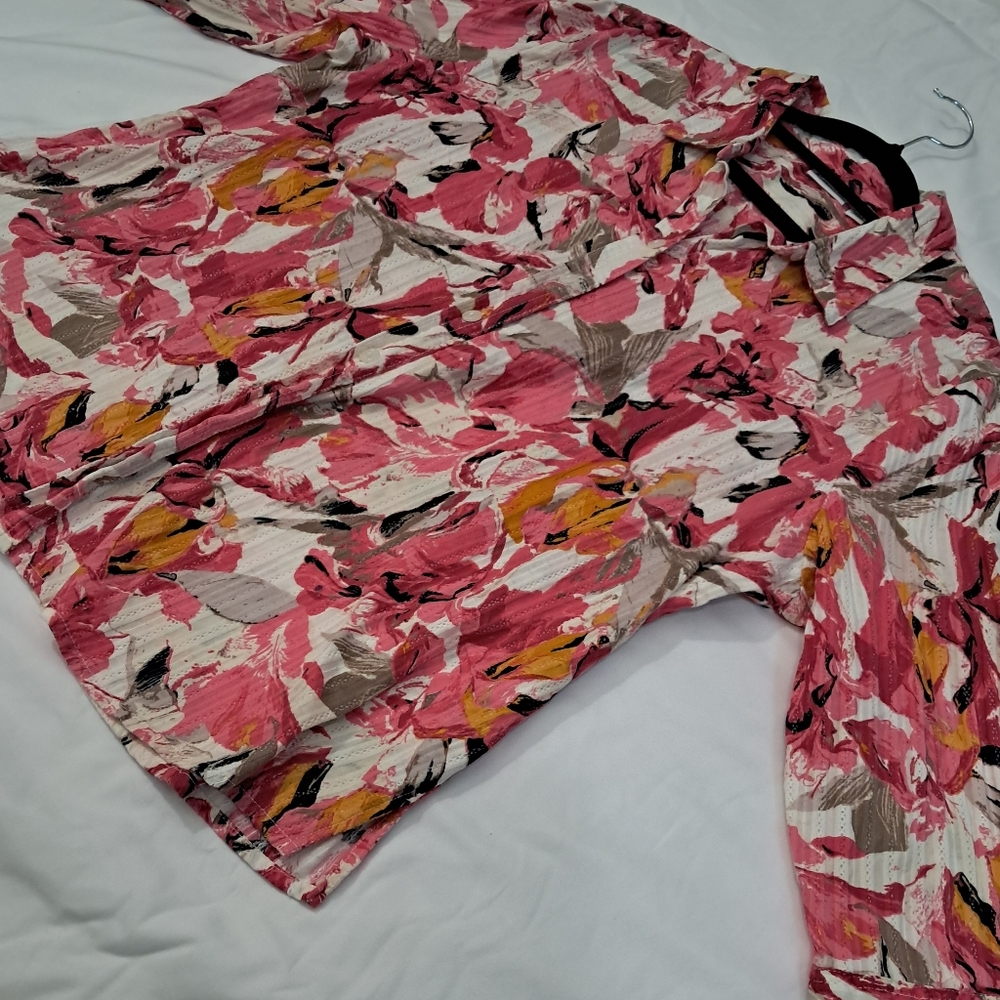 Kim Rogers 16p Cotton Floral Button-Up Blouse Shirt Top Ladies EUC - Picture 11 of 16